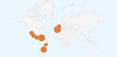 Screenshot of our Google Analytics map during the first hours of the MOOC “Introduction to Data Journalism"