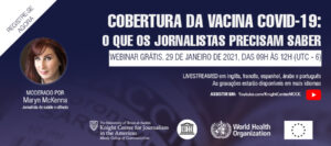 Flyer for vaccine webinar in Portuguese