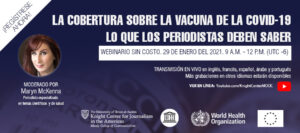Vaccine webinar flyer in Spanish