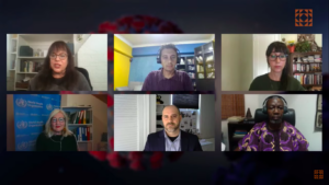 The three panels of the webinar were moderated by Deborah Blum, director of the Knight Program in Science Journalism at MIT (upper left). (Photo: Screenshot)