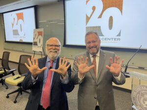 Knight Center Founder Rosental Alves and Moody College of Communication Dean Jay Bernhardt