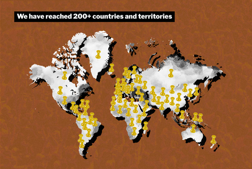 We have reached 200+ countries and territories